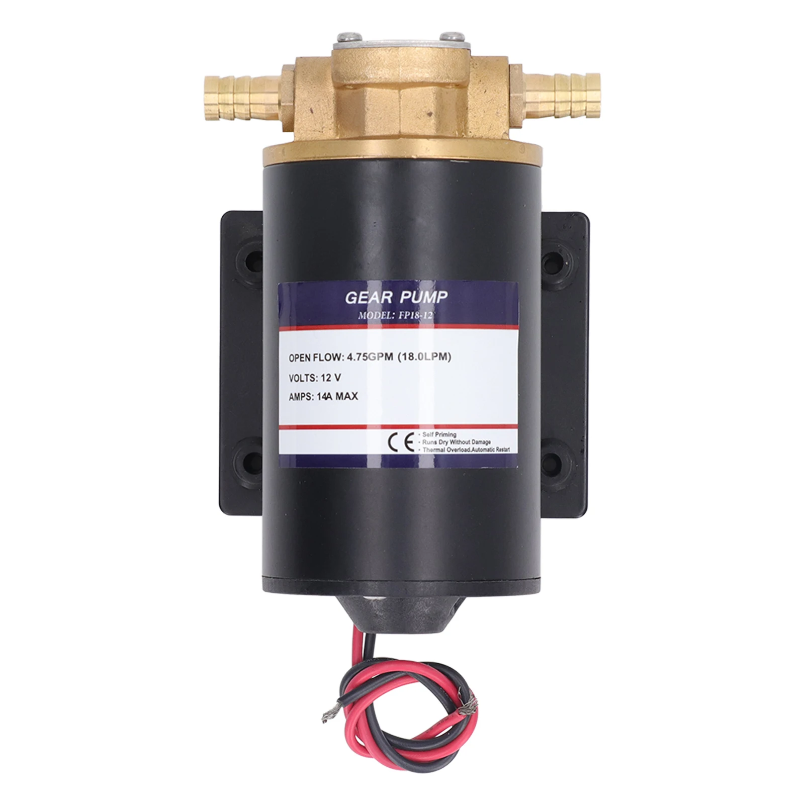 Самовсасывающий шестеренный насос Латунный клапан Резиновое основание 4.75GPM 18LPM