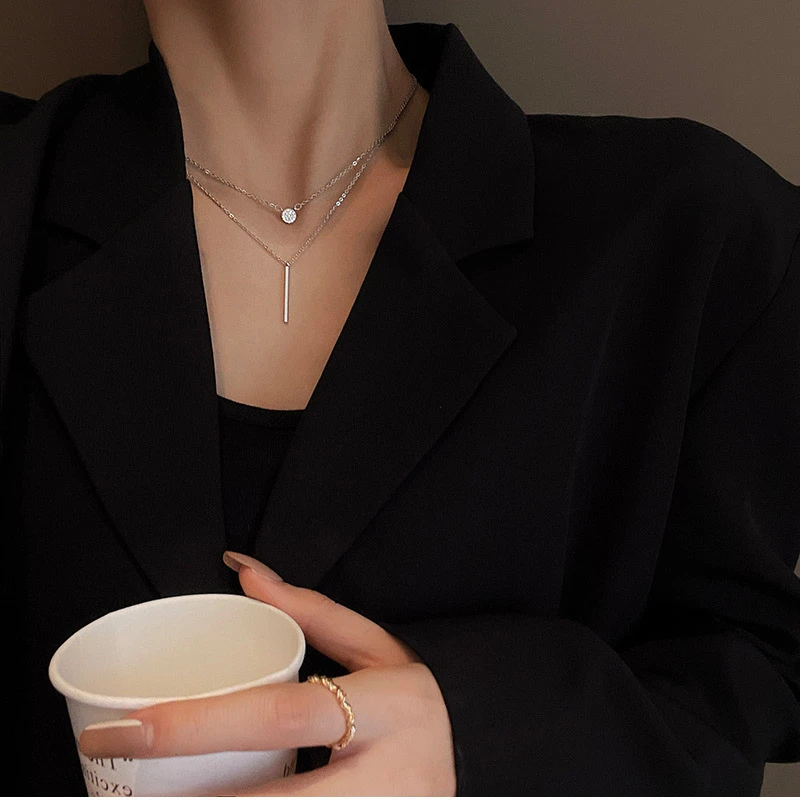 

BFXDG Fashion Women's Necklace Double Layer Design Stainless Steel Necklace Girl's Birthday Gift Premium Jewelry Free Shipping