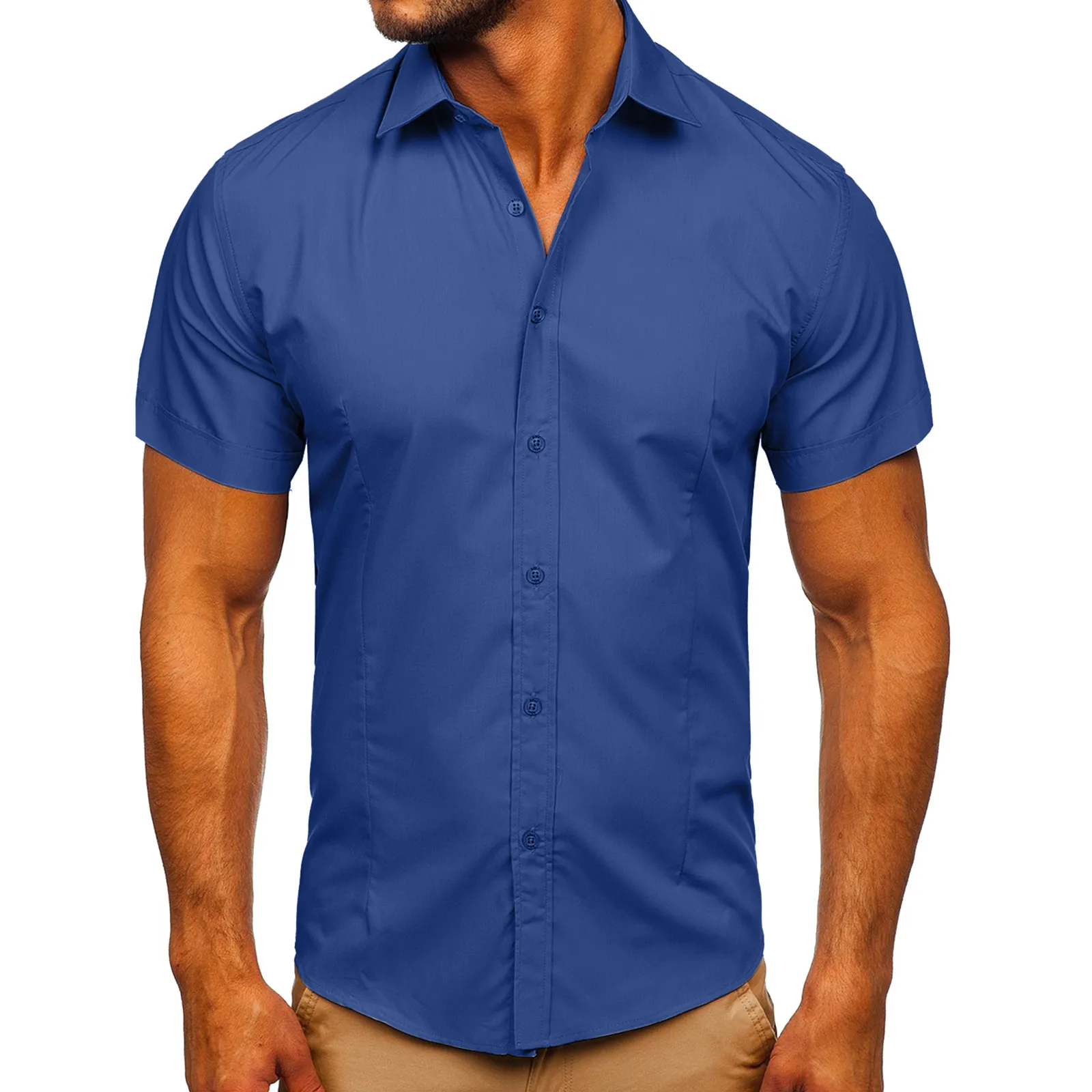 

Social Business Shirt Workwear Shirts Solid Color Shirts For Men Lapel Collar Camisas Blusas Short Sleeve Golf Wear Tops 2023
