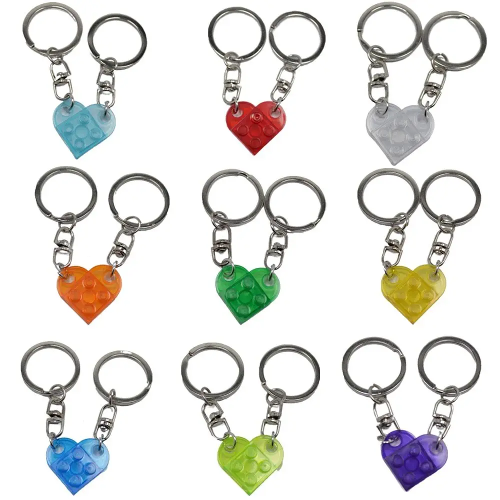 

Love Heart Transparent Jewelry Gifts Separable Building Block Keychains Key Ring Key Buckle Heart Pendant