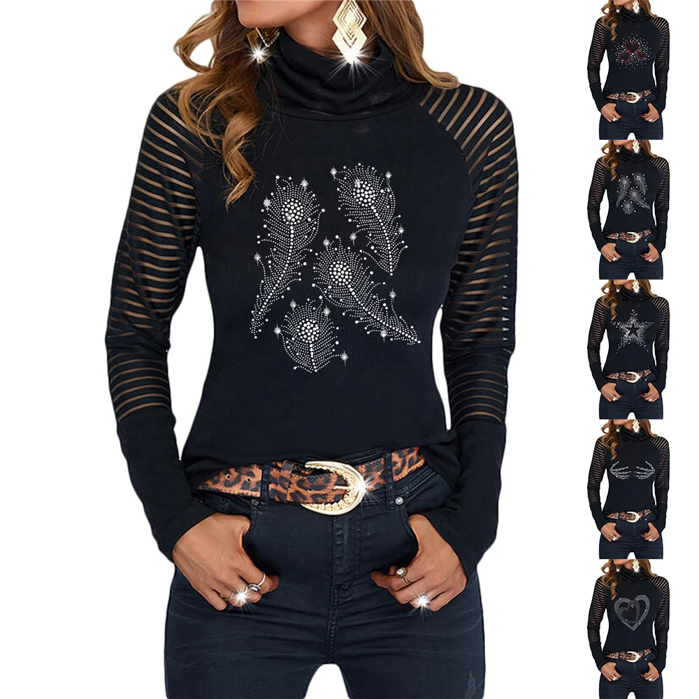 

Женский кружевной топ в стиле пэчворк, повседневный пуловер с длинным рукавом, Приталенная футболка с перьями, свитшот, топы, ткань