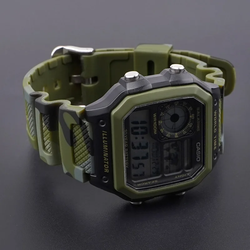 18mm Camouflage Rubber Watch band for Casio AQ-S810W AE-1000W AE-1200/1300 SGW-300 Sport Strap Sweat-proof Bracelet Accessories