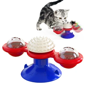 Catnip Cat Toy Interactive Pet Toys for Cats Puzzle Cat Game Toy Whirligig Turntable for Kitten Brush Teeth Pet