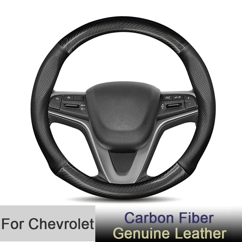 

For Chevrolet Steering Wheel Cover Carbon Fiber Fits Cruze Aveo Captiva Spark Orlando Malibu Sonic Silverado Trax Equinox Camaro