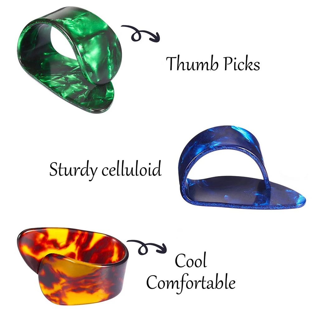 

4 Pcs/Set Celluloid Guitar Finger Picks 1 Thumb + 3 Fingers Plectrum Sheath With Iron Box Fin Gerpicks For Stringed Instrument