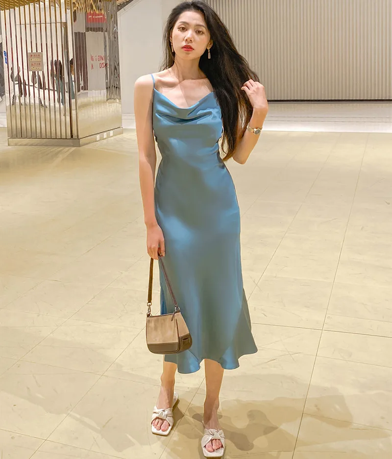 

Женское атласное платье без застежек, Элегантное повседневное платье белого, розового и красного цвета в уличном стиле, лето 2022