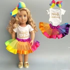 18-дюймовая Одежда для кукол для девочек, радужная юбка-пачка для 18-дюймовых американских кукол, красочные аксессуары для платья