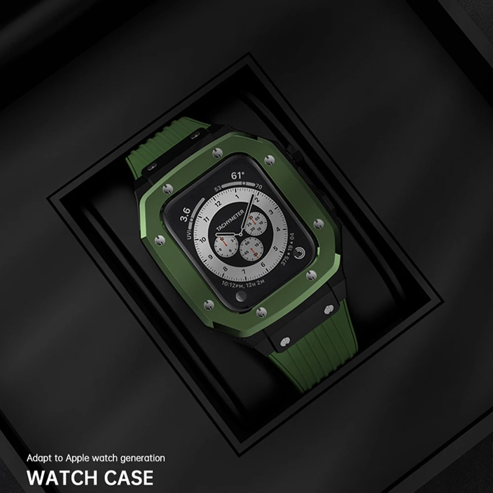 Case+Strap For Apple Watch Series 8 7 6 5 SE Metal Protective Case Band For iWatch Correa 45mm 44mm Bracelet Silicone Watchband