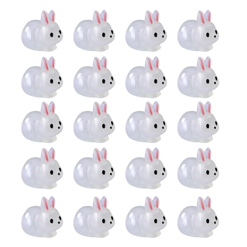 

Miniature Glowing Rabbit Figurines 20pcs/set Mini Animal Resin Statues Ornaments Drop Shipping