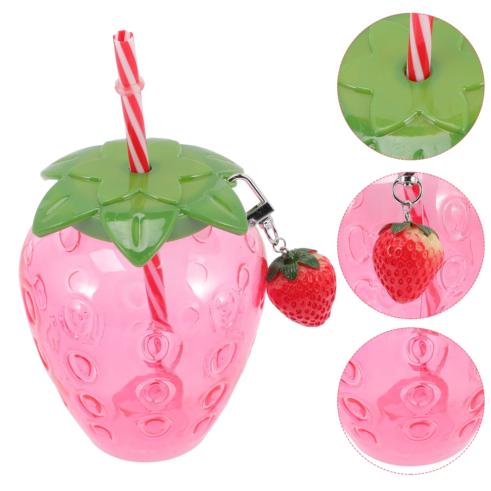 

4 Pcs Strawberry Sippy Cup Milk Drinking Cups Plastic Water Bottles Kids Camping Students LED