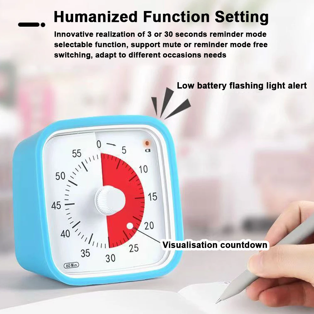 Визуальный таймер VT01 на 60 минут бесшумный будильник с обратным отсчетом и