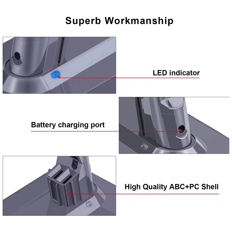 Аккумулятор V7 4600 мАч для Dyson Сменный аккумулятор пылесоса с головкой двигателя