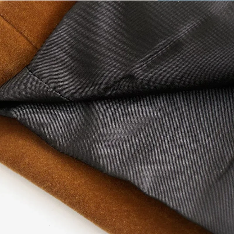 Women's Fashion Velvet Double-breasted Suit Autumn and Winter Office Slim Stitching Lapel Long-sleeved Work Clothes Jacket Coat