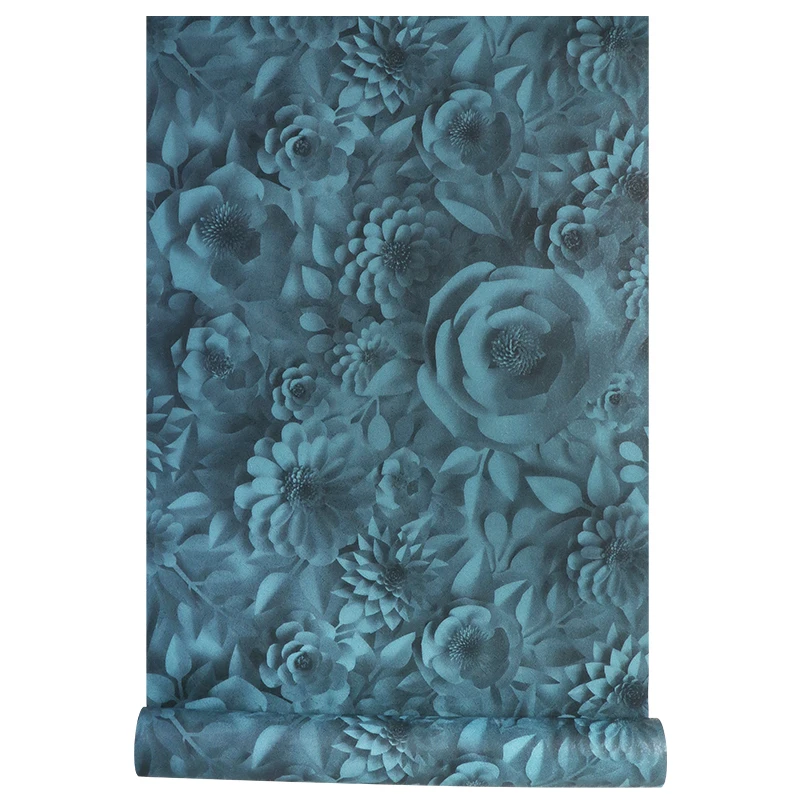 

Modern Blue Floral Wallpaper 3D Romantic Flower Wallpaper for Living Room Bedroom Tv Backdrop Decor Contact Paper Wallcovering