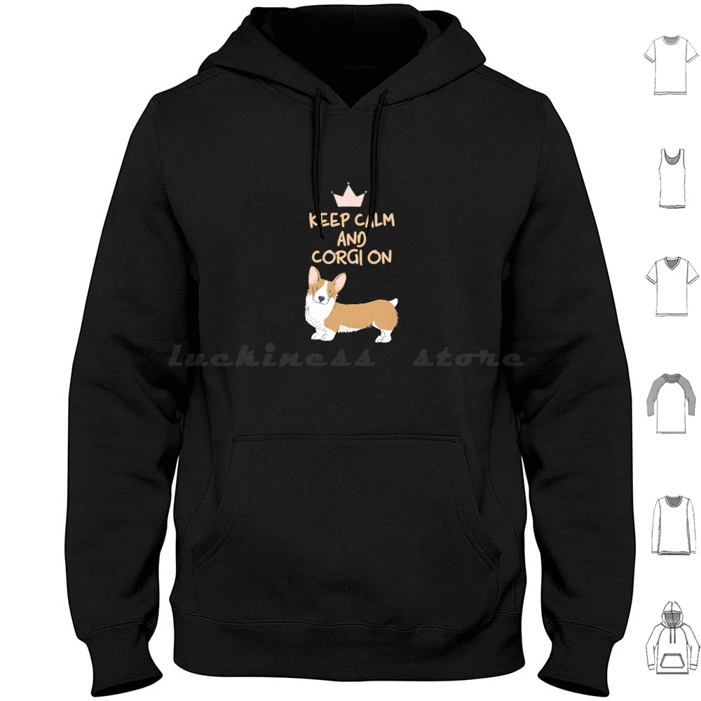 

Keep Calm And Corgi On Hoodies Long Sleeve Animal Baby Breed Breed Welsh Corgi Pembroke Butt Canine Cardigan Cartoon
