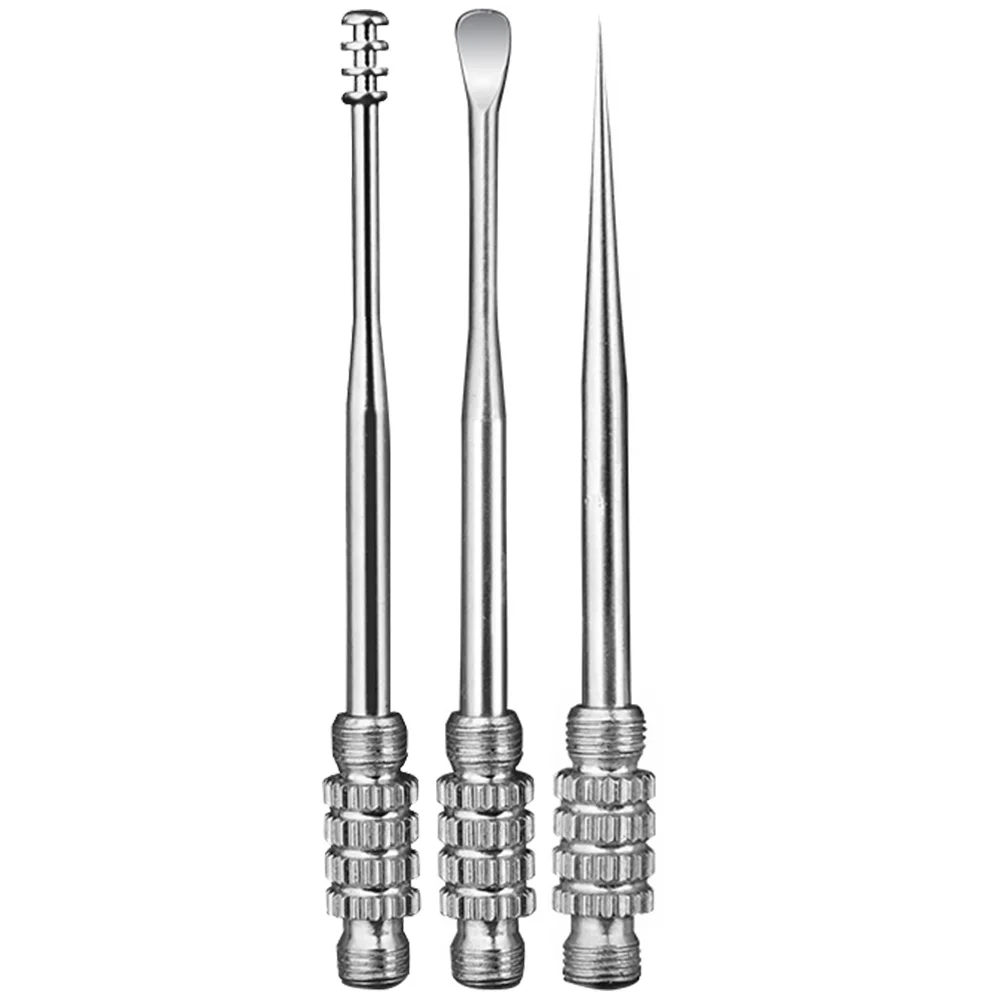 

3pcs Portable Ear Cleansing Tools Ear Scoops Earwax Spoon Stainless Steel Toothpicks for Outdoor Home