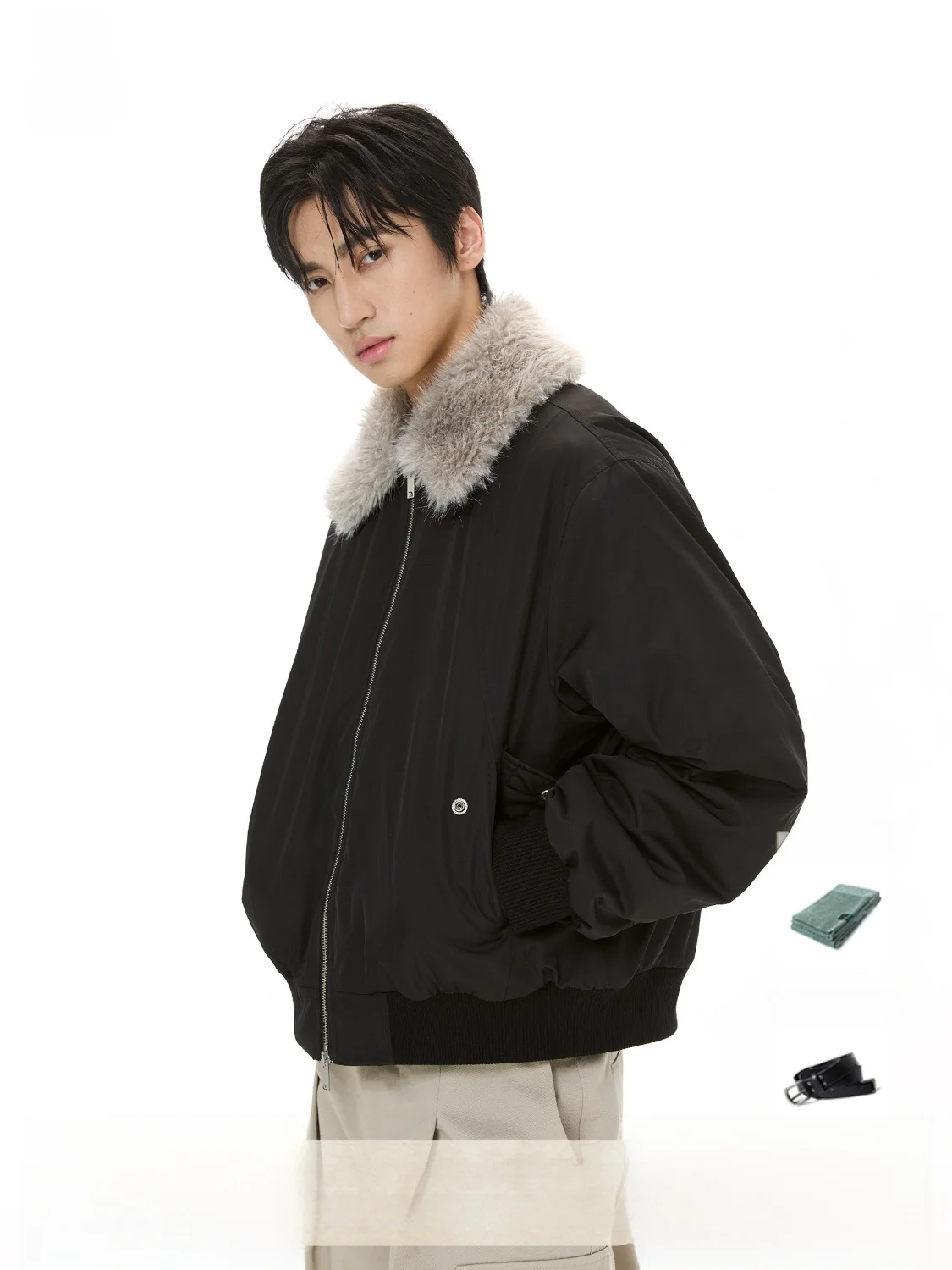 Dimc Detachable Fur Collar Contrast Color Short Cotton-Padded Coat New Winter Warm Cold-Proof Men and Women Cotton-padded jac...