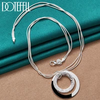 doteffil 925 sterling silver 18 inch snake chain o shaped frosted pendant necklace for women fashion wedding party charm jewelry