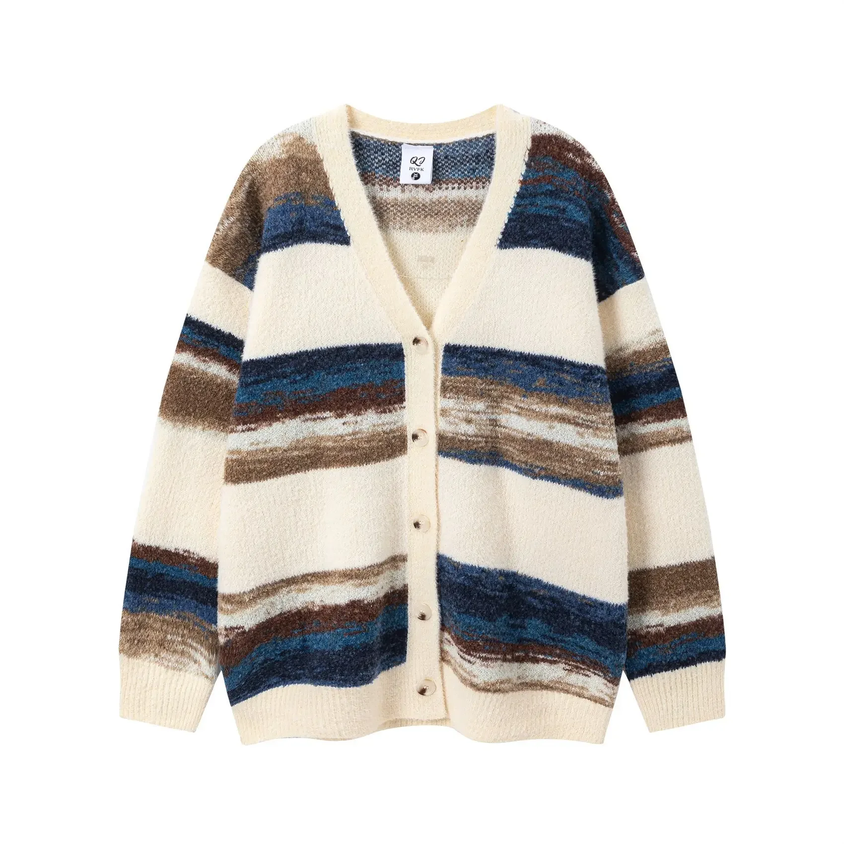 Американский винтажный полосатый кардиган с v-образным вырезом для мужчин модный