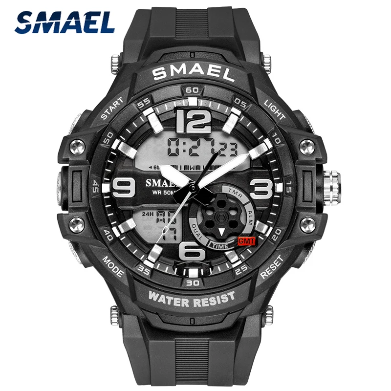 

Мужские Аналоговые кварцевые часы от бренда SMAEL, лидер продаж, мужские спортивные часы, мужские противоударные военные часы, водонепроницаемые электронные наручные часы для мужчин