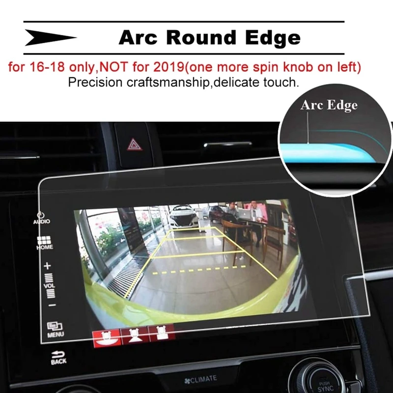 Защитная пленка из закаленного стекла для Honda Civic Si Тип R Hatchback Touring EX 2016-18 7 дюймов GPS