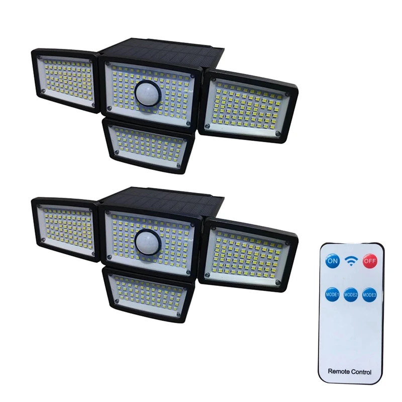 

2Pcs Solar Outdoor Lights IP65 Waterproof Motion Sensor Outdoor Lights 4 Heads Solar Flood Wall Lights