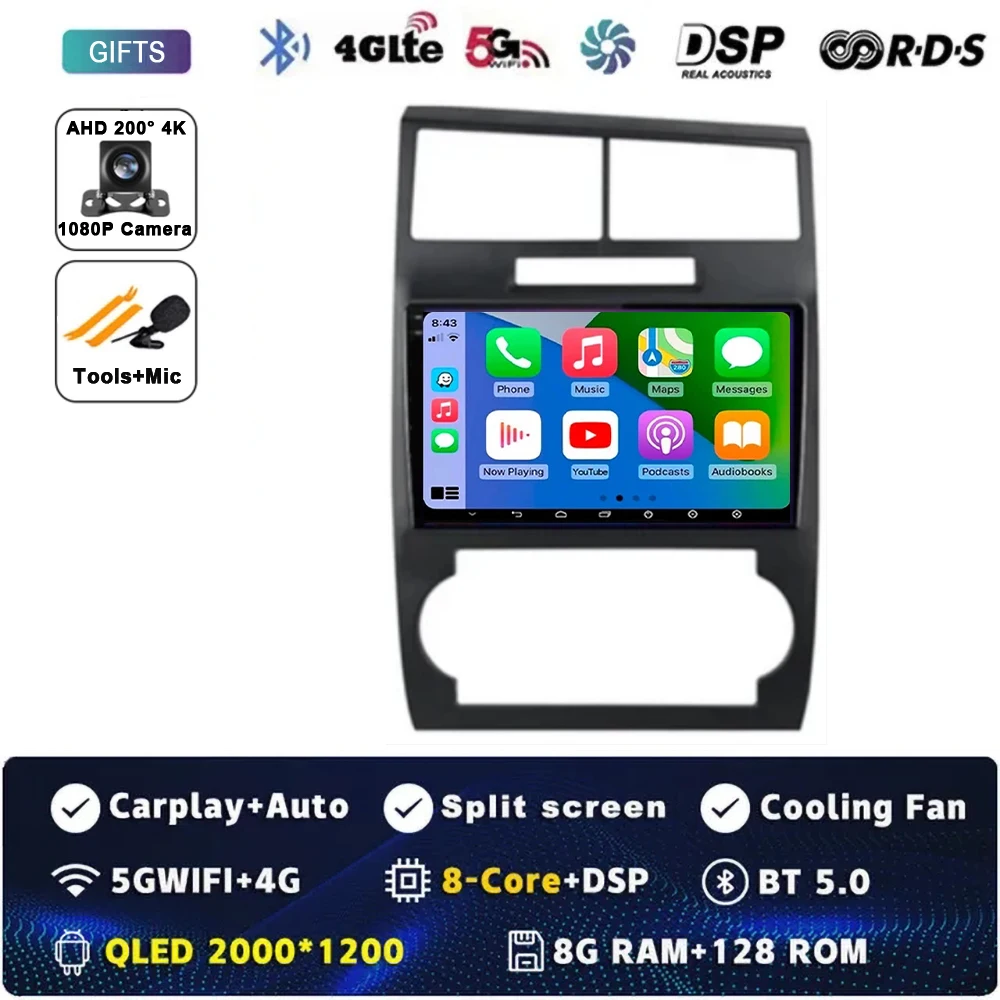 

Android 15 Carplay Auto для Dodge Charger 2005-2010 для Dodge Magnum 2 2003-2007, автомобильный радиоприемник, мультимедийный видеоплеер, навигация 4G