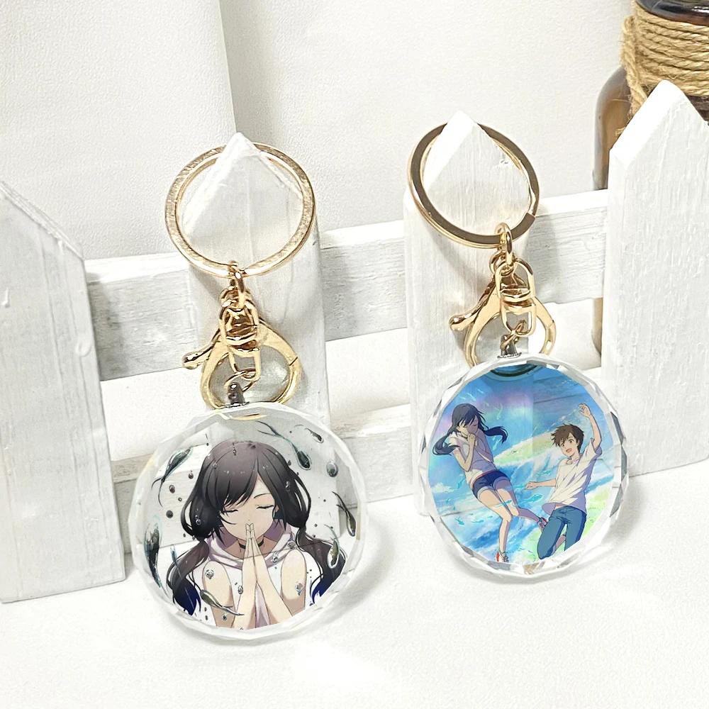 

Anime Weathering With You Transparent Keychain Cosplay Acrylic Figure Keyring Kids Toy 3466