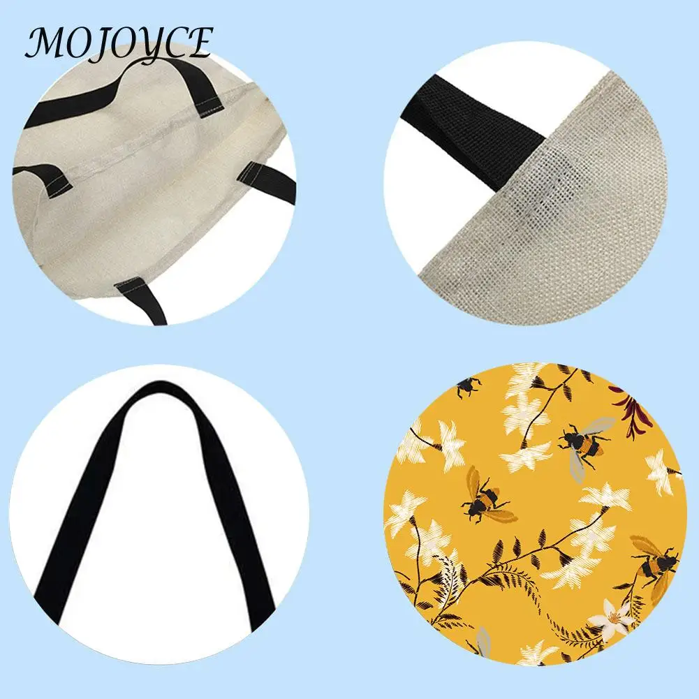 Bee Print Shoulder Bags Women Portable Handbags High Capacity Shopping Bag Female Foldable Tote Handbag Shopping Pouch images - 6
