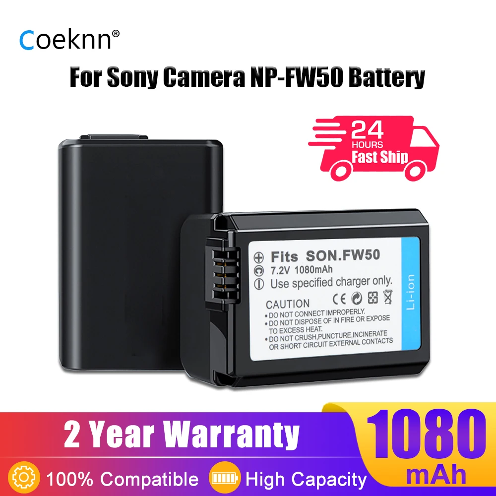 

Coeknn NP-FW50 Camera Battery For Sony A6000 A6500 A6300 A7 A7II A7SII A7S A7S2 A7R A7R2 A7RII A55 A5100 NEX-3 NEX-5 RX10 FW50