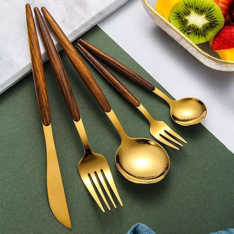 

20/30Pcs Gold Dinnerware Set Tableware Knife Fork Spoon Dinner Stainless Steel Set Cutlery Spoon Dessert Flatware Set Dishwasher