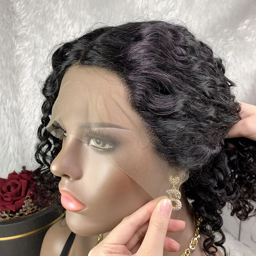 Mongolian Afro Kinky Curly Human Hair Wig 13x4 Lace Front Human Hair Wigs Pre Plucked with Baby Hair 150% Curly Lace Frontal Wig