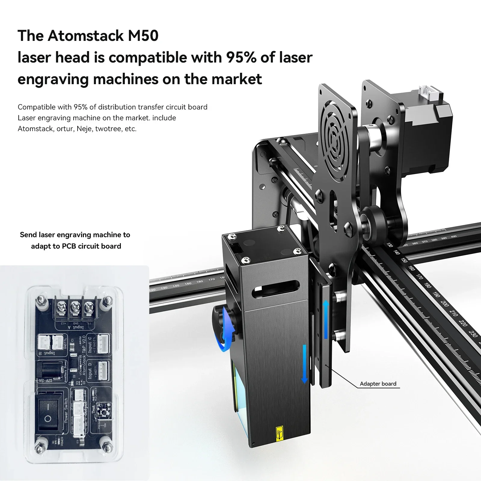 ATOMSTACK M50 50 Вт лазерный модуль двойной 40 обновленный 80 гравировальная резка для