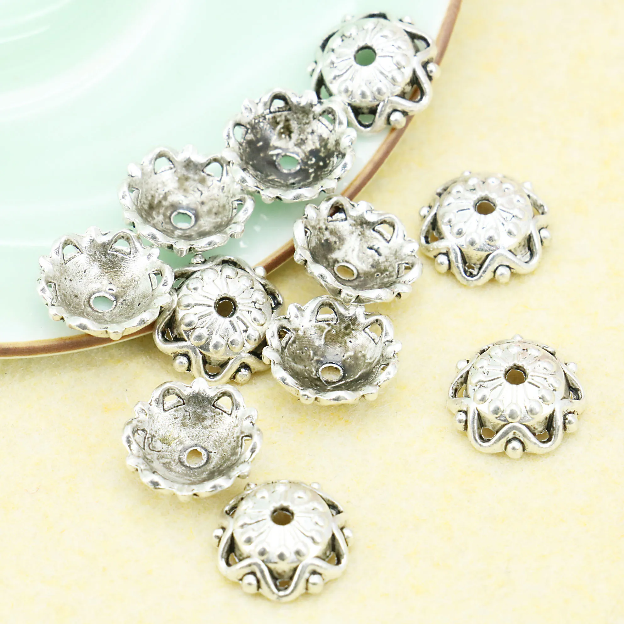 

10PCS 12x5mm Flower Spacer Silver-plate DIY Findings Fittings Jewelry Making Design Accessories For Necklace Bracelet Earrings