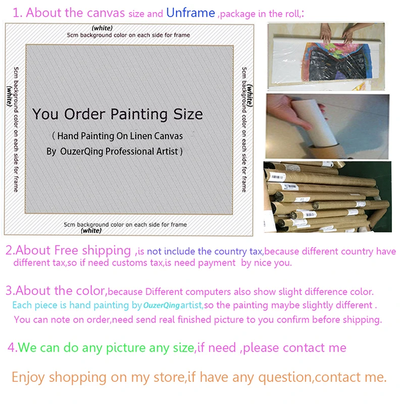 OQ 100% ручная роспись маслом на холсте Современная Абстрактная белая Цветочная