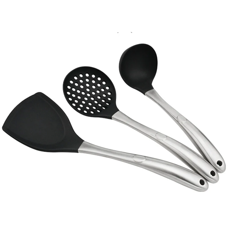

1 Pcs Stainless Steel Spatula Colander Spoon Food Grade Silicone Utensil Non Stick Heat Resistance Special Kitchenware Gadgets