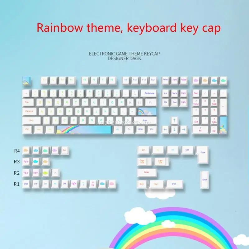

130 ключей Вишневый профиль Keycap PBT краситель-SUB электронная игра Радуга Keycap Набор для GK61/64/68/84/980 механическая клавиатура