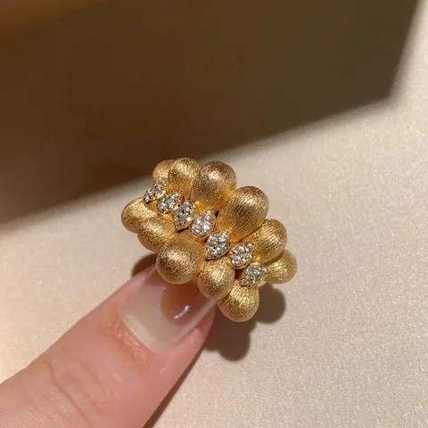 Новая французская ретро матовая атласная лента ручной работы, кольцо с кофейными зернами, женская мода, легкий роскошный темперамент, золотые украшения