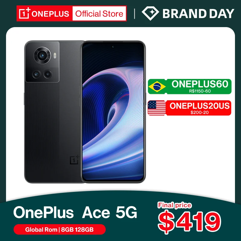 Global Rom OnePlus Ace 5G MTK Dimensity 8100 MAX 8GB 128GB Smartphone 150W Fast Charging Mobile Phones 120Hz Android OnePlus 9R