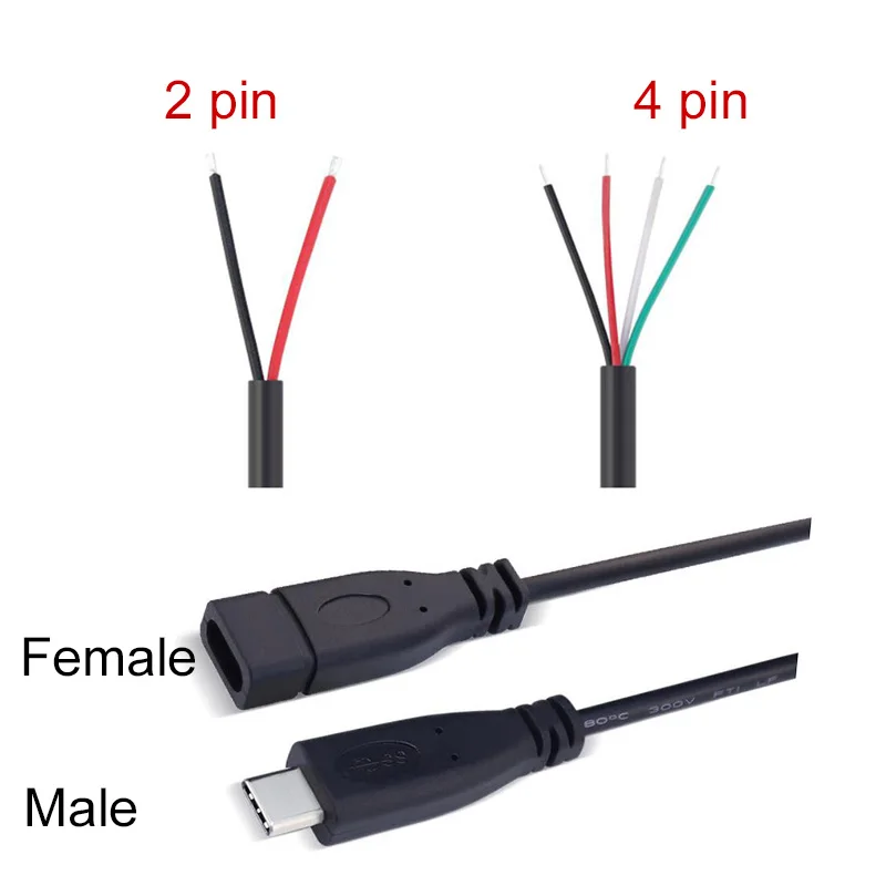2-контактный 4-контактный кабель Micro USB 2.0 Type-C для зарядного устройства 2 5 мм 3 |