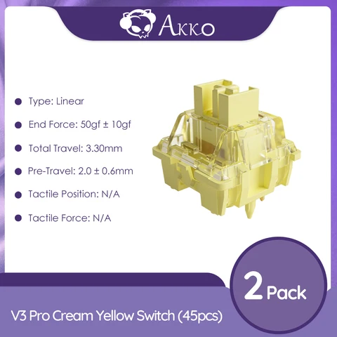 Akko V3 кремово-желтый Pro переключатель 5-контактный 50gf линейный переключатель С Пылезащитным стержнем совместимый с механической клавиатурой MX (45 шт.)