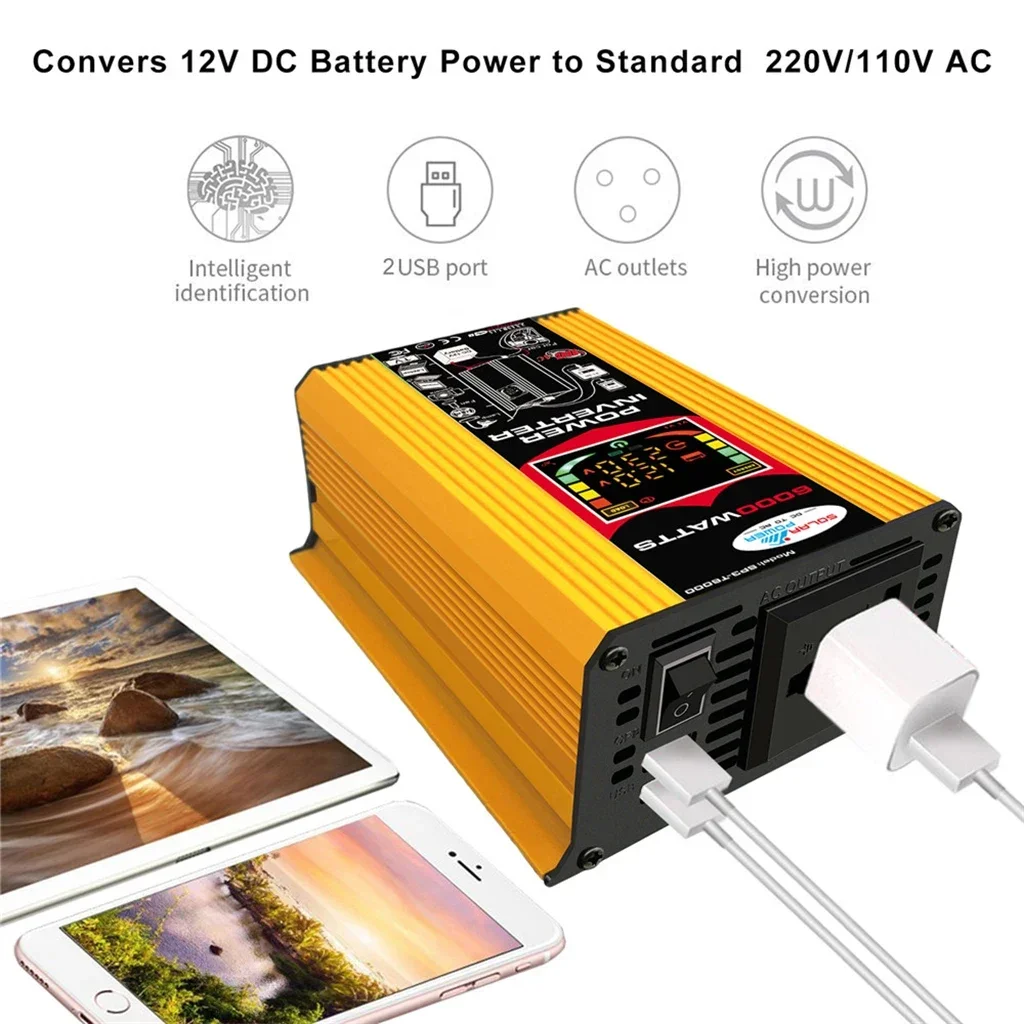 YINGFA 6000 Вт автомобильный инвертор постоянного тока 12 В в переменный ток 110 220
