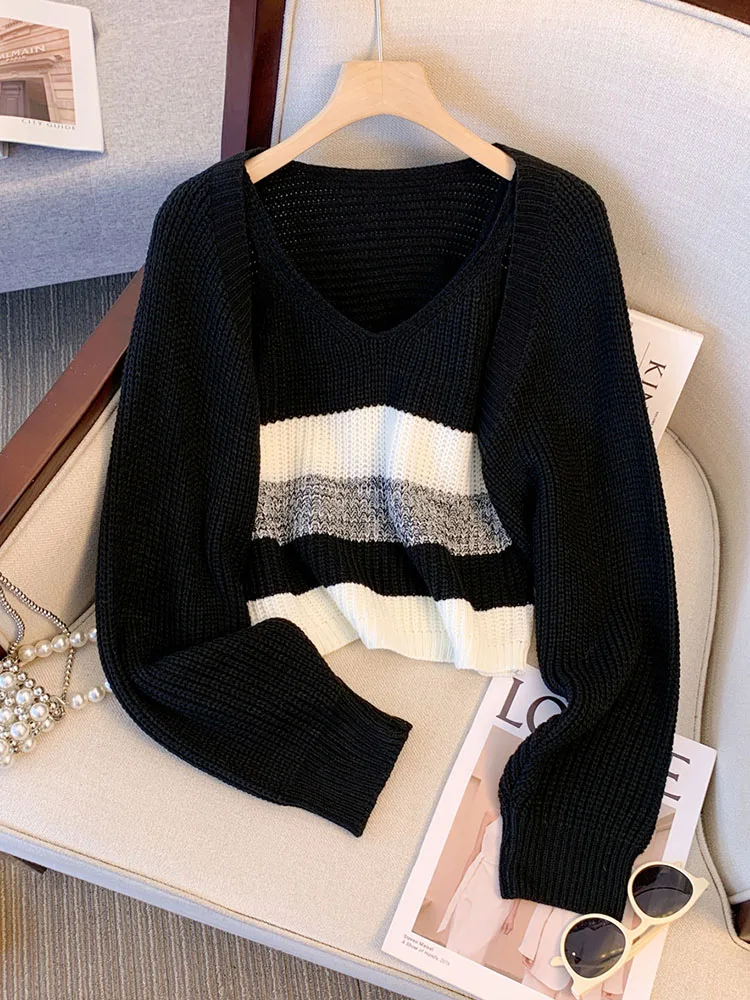 Модные комплекты из двух предметов для женщин классический полосатый дизайн