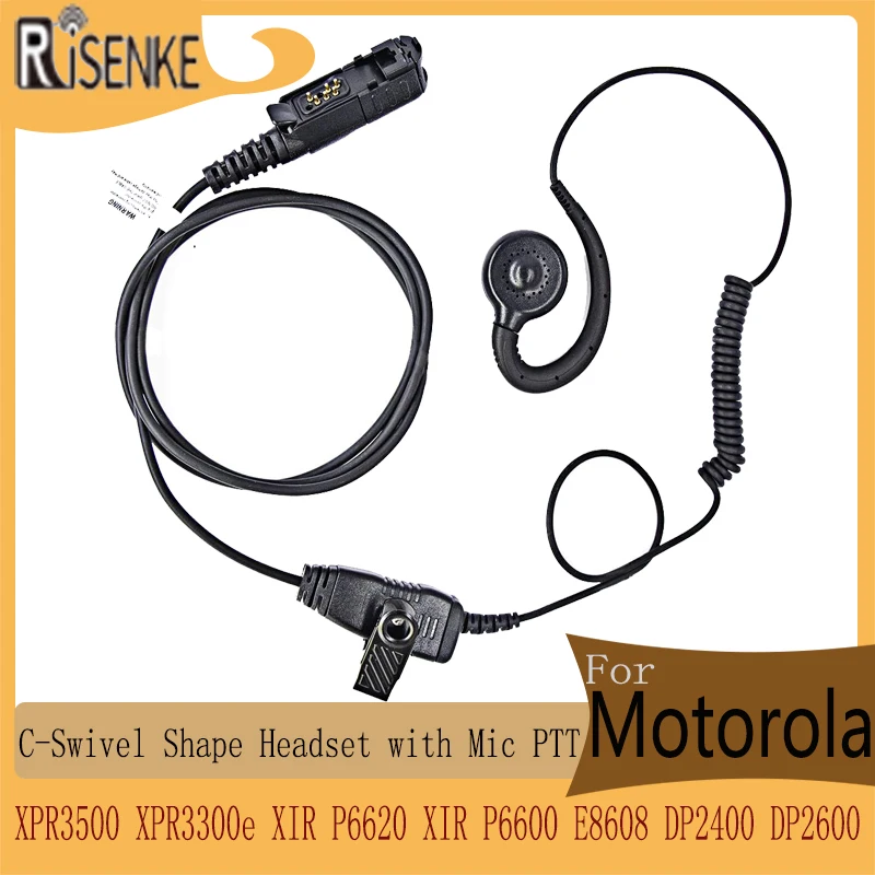RISENKE XPR3500e Walkie Talkie Earpiece for Motorola XPR3000 XPR3300 XPR3000e XPR3300e E8600 E8608 DP2400 DP2600 Radio Headset