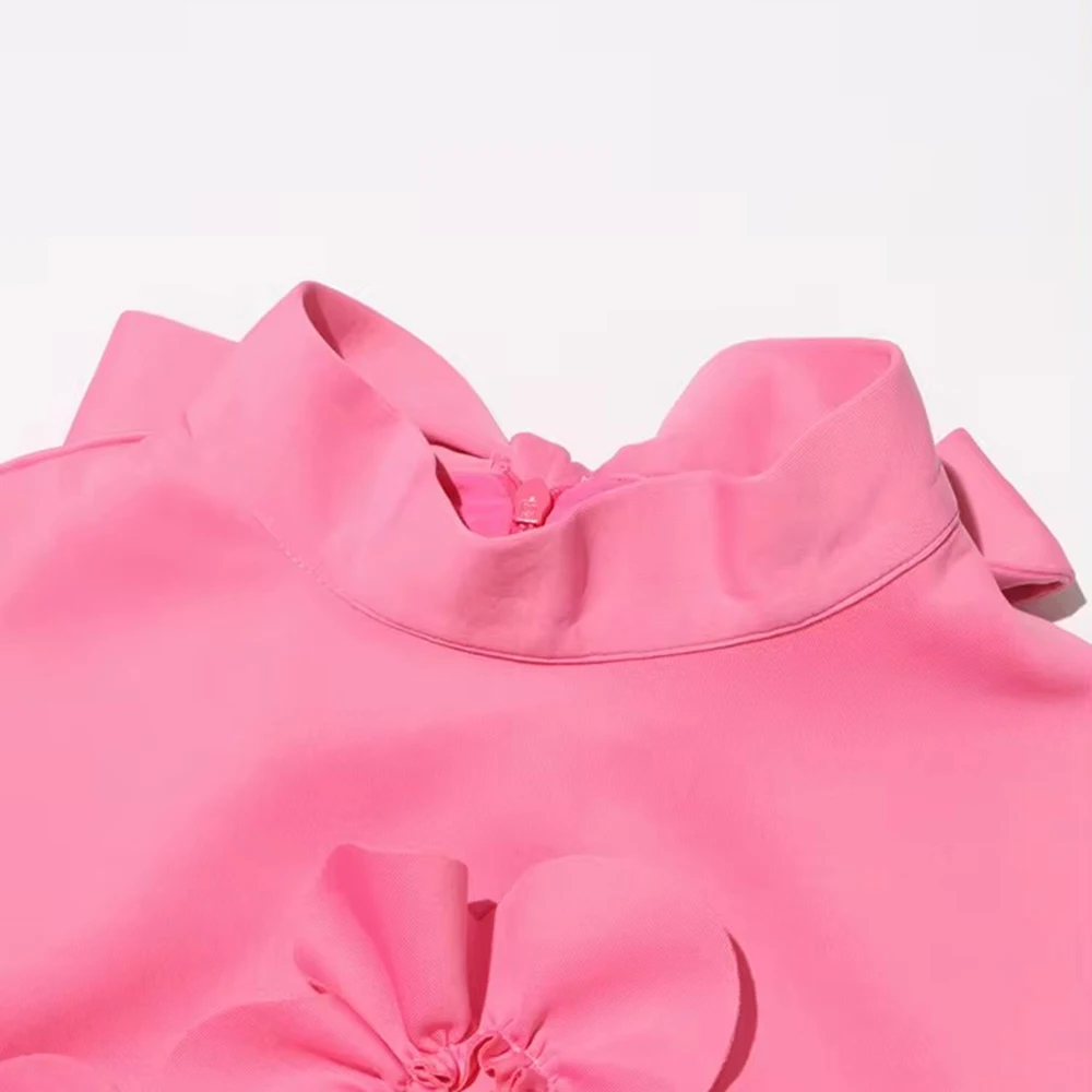 TWOTWINSTYLE однотонное платье на шнуровке для женщин с воротником-стойкой без рукавов