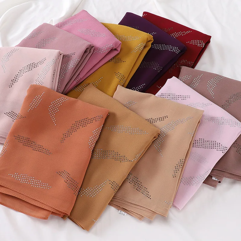 Шифоновый хиджаб-шарф Женский тюрбан с искусственными мусульманскими планками