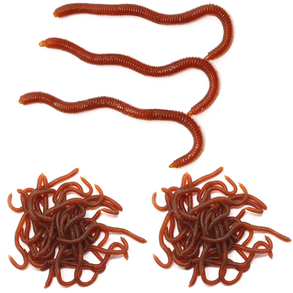 

100pcs 80mm Earthworm Fishing Lifelike Worm Fluorescent Light Soft Lure Silicone Bait Fishy Smell Additive Bass Carp Fishing