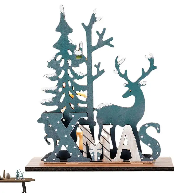 

Christmas Wooden Table Decorations Christmas Tree Deer Wooden Craft Tabletop Decor Christmas Party Favor Supplies Decorative