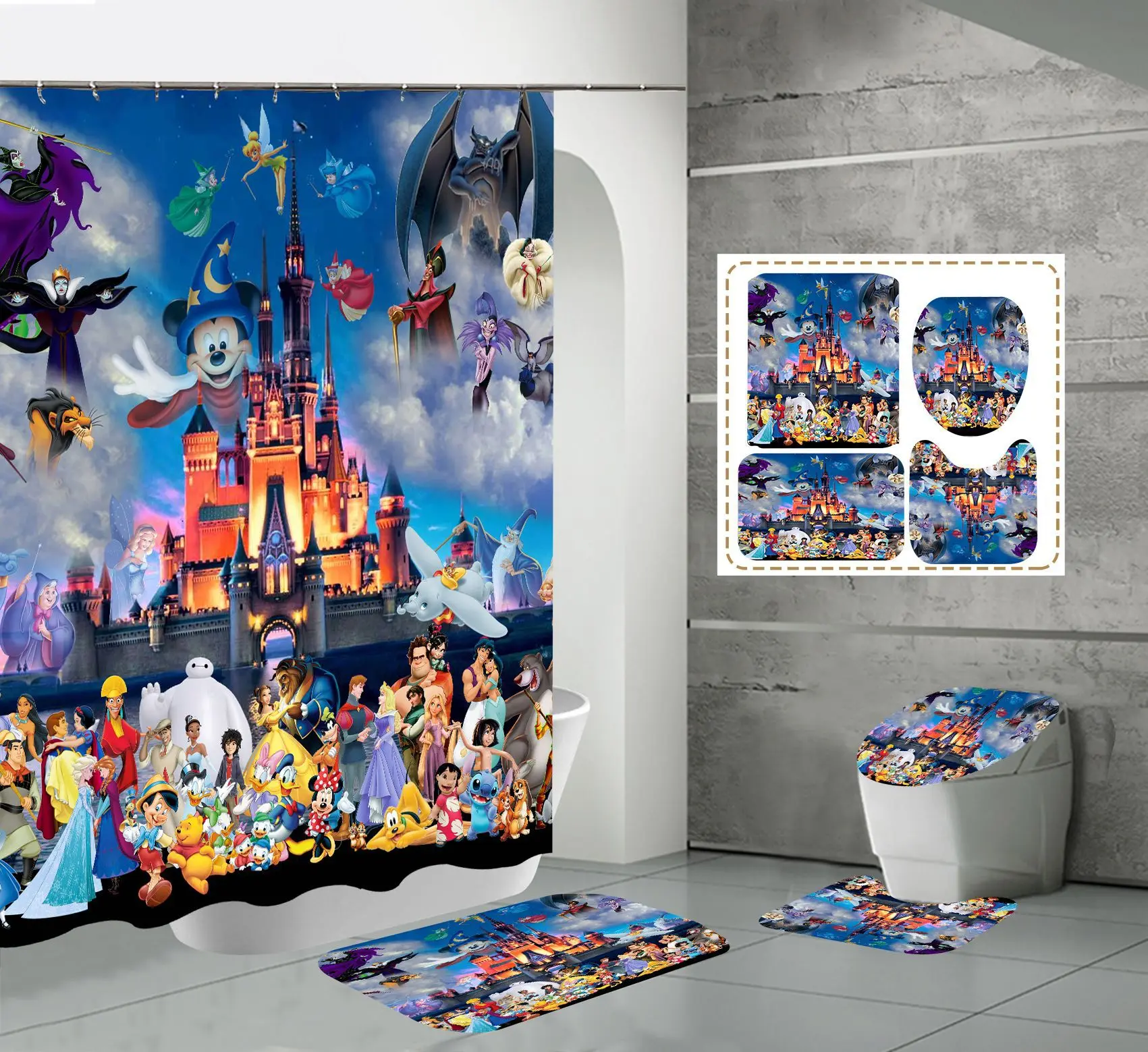 

Disney Mickey Minnie Mouse Shower Curtain for Bathroom180x180cm Bathroom Curtain Home Decoration Child Gifts