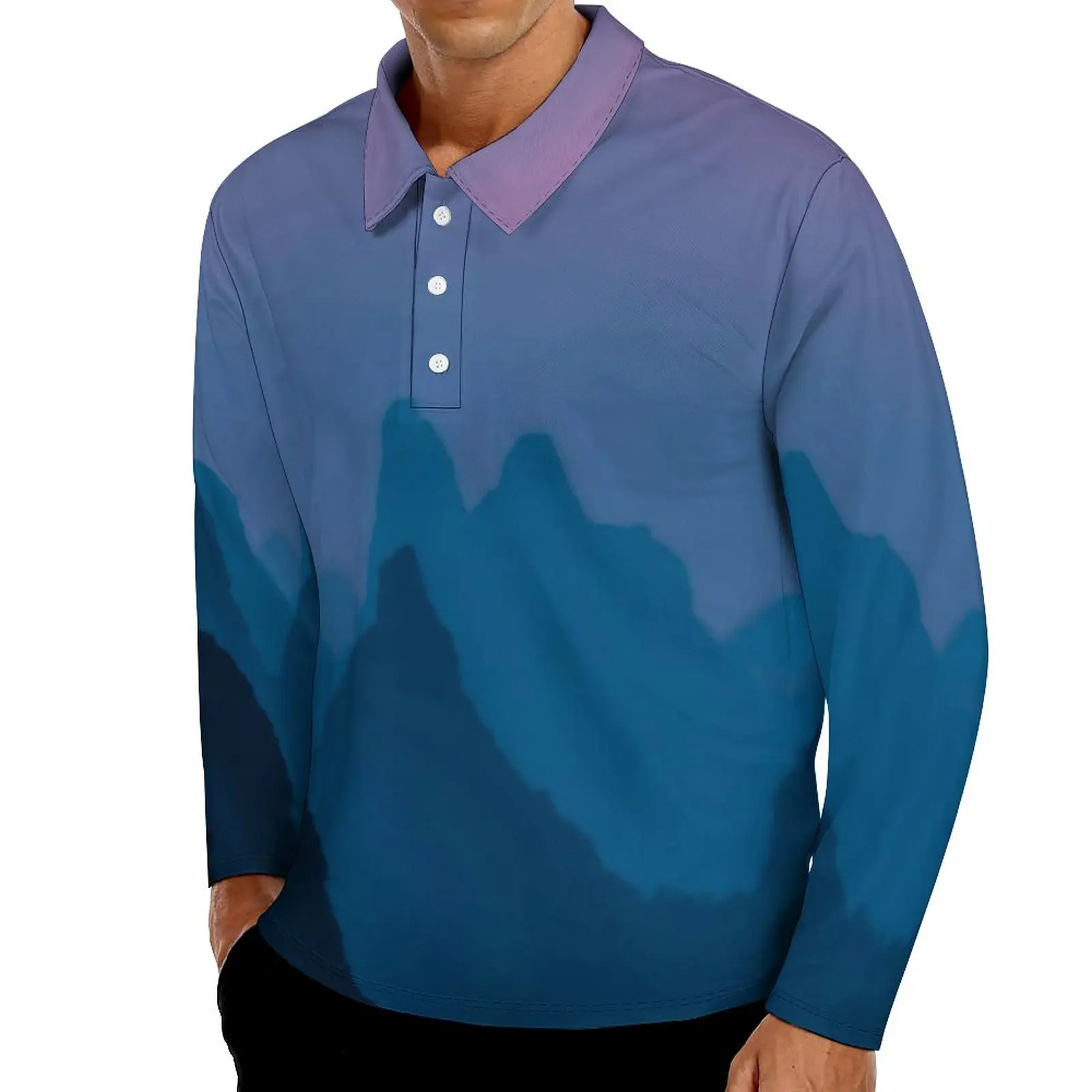 

Футболка-поло мужская с длинным рукавом, художественная Повседневная рубашка с принтом заката, трендовая одежда с графическим принтом, 4XL 5XL...